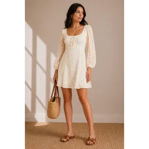 Staud Juniper Daisy Floral Mini Dress Square Neck Balloon Sleeve Size 10 thumbnail 16