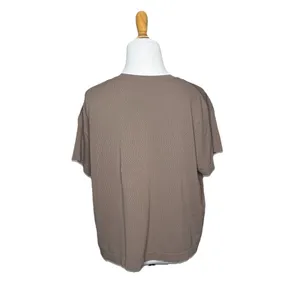 Athleta Brown Short Sleeve Perforated Scoop neck Tee Relaxed Fit Size Medium thumbnail 3