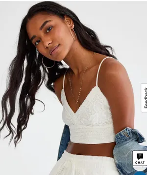Aeropostale Lace Tie-Back Cropped Cami White   thumbnail 1
