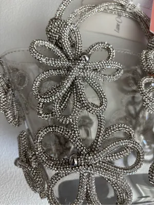 NWT cult gaia clear tote with silver floral beading thumbnail 7