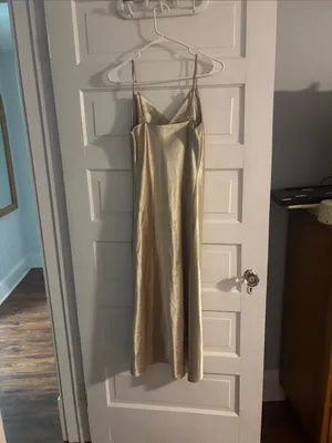 Birdie Grey Simple Gold Metallic Slip Dress thumbnail 2