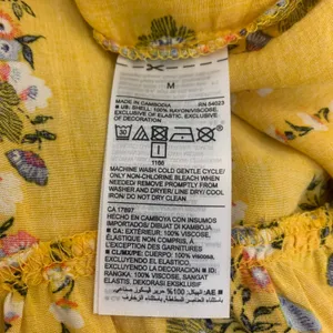 Old Navy Women's M Mustard Yellow‎ Floral Stripe Smocked Tiered Maxi Dress Boho thumbnail 6