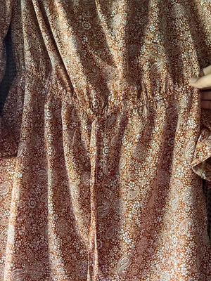 Blush Rust Paisley Off-Shoulder Midi Dress with Tassel Tie thumbnail 5