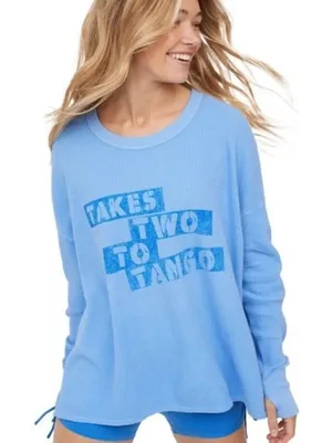 Offline By Aerie Waffle Rib Graphic Crew Tee Long Sleeve Women’s Small thumbnail 1