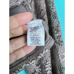 Altar'd State Taupe Lace Long Sleeve Corset Hem Top — Square Neck — XS thumbnail 4
