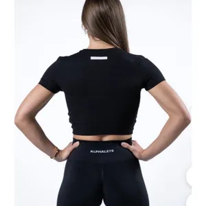 Alphalete Woman’s Premium Wrop SS Crop - Black, Size Small thumbnail 2