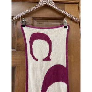 COACH Angora Cashmere Wool Blend Magenta Cream Bold Letter Scarf thumbnail 3