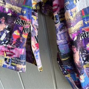 Printed Artworks Organic Cotton‎ Collage Flamee Purple Print Cropped Blouse XS thumbnail 5