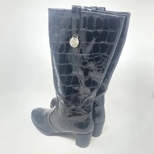 Stuart Weitzman Black Croc Leather Heeled Boots‎ Size US 6 thumbnail 8