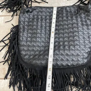 Faux Suede Fringe Rhinestone black Shoulder Bag boho tassels purse tote‎ thumbnail 7