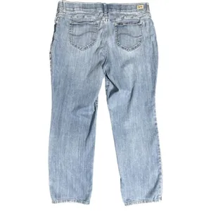 LEE Women Medium Relaxed Fit‎ Straight Leg Mid Rise Denim Blue Jeans Western thumbnail 2