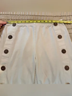 Soft Surroundings Newport Beach Cropped Wide Leg Pants White Cream Small Buttons thumbnail 6
