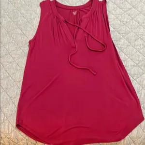 LOFT Red Sleeveless Tie Front Tank Top thumbnail 3