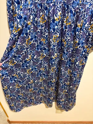 J. Crew V-neck Midi Dress in Fête Floral Print Blue Satin Long Sleeves Medium thumbnail 12