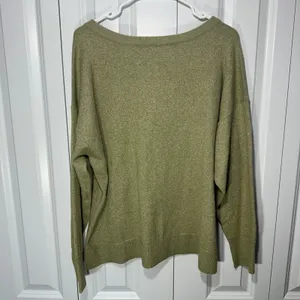 Lucky Brand V-Neck Sweater Women Size L Olive Green‎ Heathered Knit Super Soft thumbnail 6