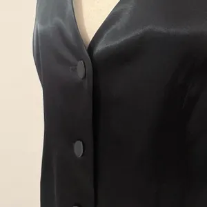 Madewell Black Satin Button Front Vest Sz 12 thumbnail 4