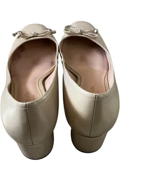 Kate spade Bev Bow pumps nude patent leather block mid heel size 7.5 thumbnail 4