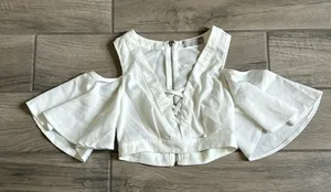 Rumor boutique lace up cold shoulder top thumbnail 1