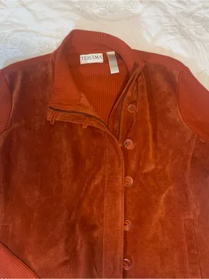 TEHAMA Women's Suede Button Jacket in Burnt Orange Size XL thumbnail 4