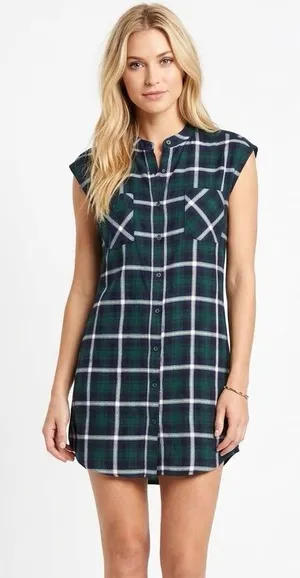 Esley plaid shirt dress size medium thumbnail 1