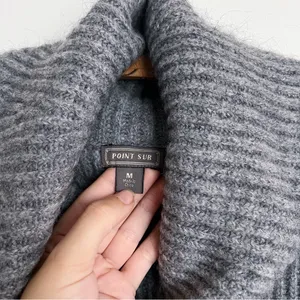 Point Sur • J Crew Mohair Ribbed Turtleneck Sweater cowl heather grey wool knit thumbnail 5