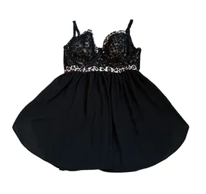 Torrid Curve Lingerie Black Mesh Animal Print Babydoll Coquette Boudoir Size 1X thumbnail 1