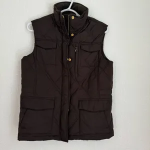 Land’s End Espresso Brown Quilted Puffer Vest Jacket Zip Up Women’s Size XS 2 4 thumbnail 3