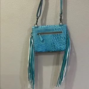 Myra Bag Turquoise and Brown Fringe Crossbody thumbnail 8