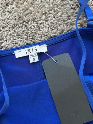 iris Electric Blue Satin Mini Slip Dress thumbnail 5