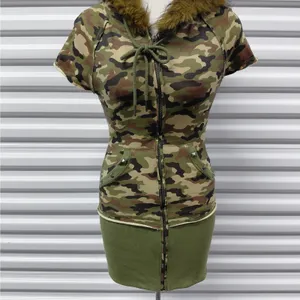 Dolls Kill Generation Kiss Womens Camo Hoodie Dress XS Faux Fur Y2K Mini Street thumbnail 6