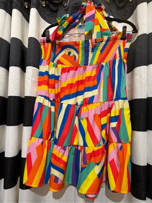 SHEIN Multicolor Striped Tie-Shoulder Tiered Sundress thumbnail 5