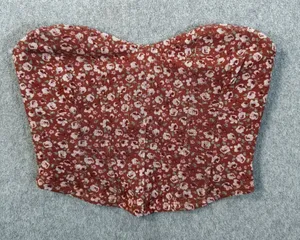 Altar'd State Floral Corset Bustier Top Size XS Brown Strapless Sweetheart Crop thumbnail 1