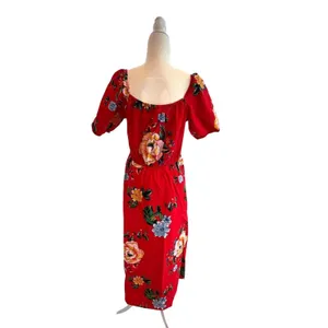 NAOO Red Floral Tropical Women's Maxi Dress Size M thumbnail 5