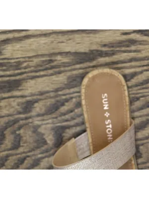 NEW Sun + Stone Two-Strap Easten Slide Sandals 10008571000 Metallic Brown 6.5M thumbnail 10