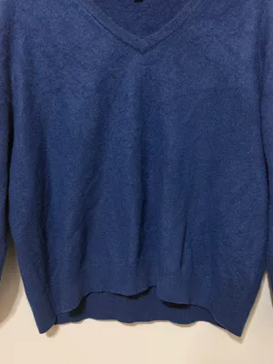 J CREW Cashmere relaxed V-neck Sweater Size Large Blue BA394 thumbnail 5