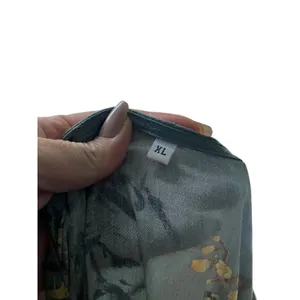 Gray Mustard Floral Button-Front Drawstring Maxi Dress Size XL thumbnail 4