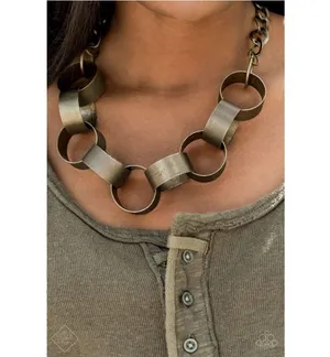 Big Hit brass necklace and earrings paparazzi thumbnail 1
