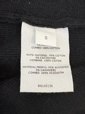 🌟 Naadam 🌟 Mixed Media Collared Sweater Cardigan Cotton Cashmere Black Sz S thumbnail 7