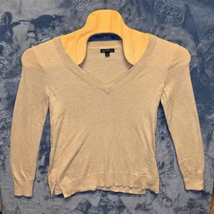 1812 | J.Crew Mercantile V-Neck Cotton Knit Sweater‎ Tan Women Small thumbnail 1