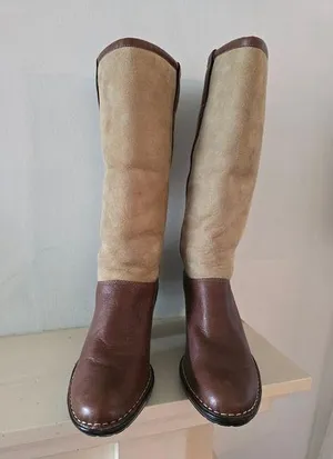 Sorel Sofft Emelie Leather/Suede Shearling Lined Boots Two Toned Brown Tan thumbnail 1