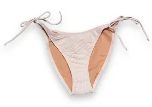 J. Crew Ribbed Curve-Waist Cheeky String Bikini Swim Bottom in Light Pink Sz‎ M thumbnail 1