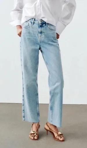 ZARA Jeans Straight-Leg Light Wash thumbnail 1
