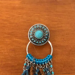 Justin Boots Turquoise Concho Fringe Earrings Western Cowgirl Boho Statement NWT thumbnail 9