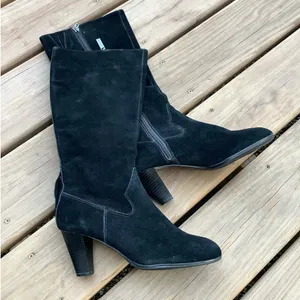 Women’s genuine suede leather boots 🖤🖤 Black Size 8 thumbnail 11