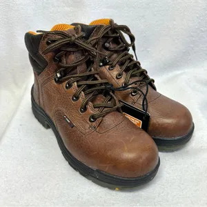 Timberland Pro Series Work Boots Womens 7W Brown Leather Titan 6" Safety Toe New thumbnail 1