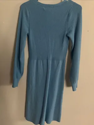 Willow & Wind Long Sleeve Ruched Blue Dress thumbnail 5