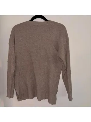 Dreamers by Debut Tan Waffle Knit Casual V Neck Sweater size Medium thumbnail 4