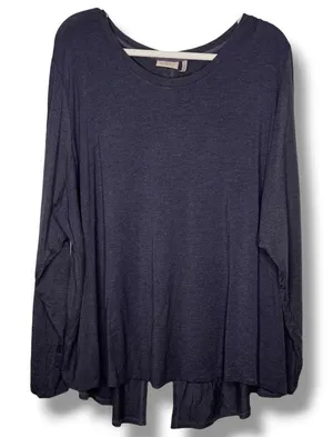 LOGO Lori Goldstein Blue Long Sleeve Open Back Shirt 3X thumbnail 1