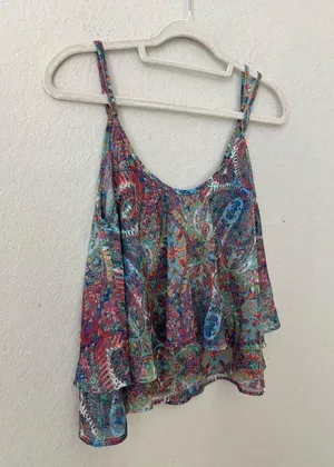 Show Me Your Mumu Ruffle Tank in Great Barrier Reef size Medium thumbnail 3