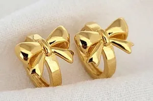 Gold Bow Chunky Hoops thumbnail 1